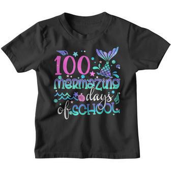Cute 100 Mermazing Days Of School Mermaid Tails Girls Youth T-shirt - Thegiftio UK
