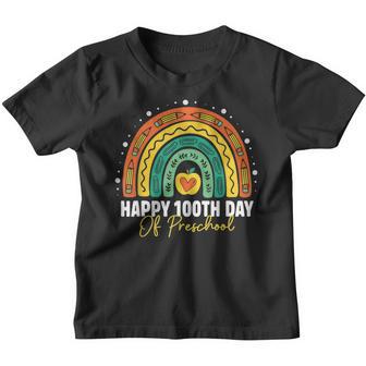 Cute 100Th Day Of Preschool Student Teacher Rainbow Leopard Youth T-shirt - Thegiftio UK