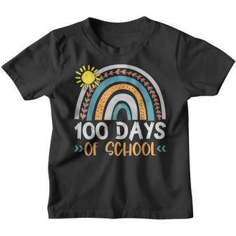 Cute 100Th Day Of School 100 Days Leopard Rainbow Boys Girl Youth T-shirt - Thegiftio UK