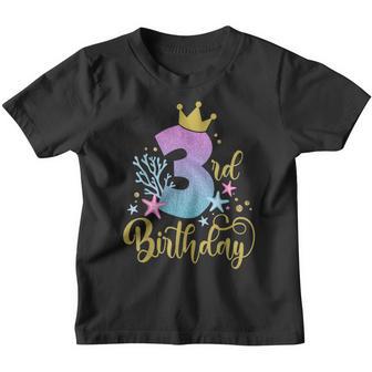 Cute 3Rd Birthday Mermaid Funny Birthday Party Girls Kids Youth T-shirt - Thegiftio UK