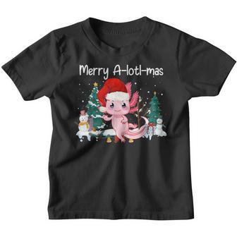 Cute Axolotl Christmas Merry Alotlmas For Axolotl Lover Xmas Youth T-shirt - Thegiftio UK