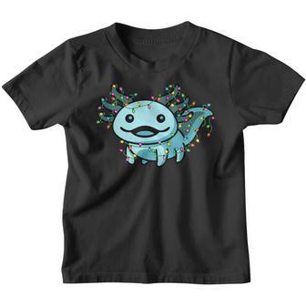 Cute Axolotl Christmas Tree Lights Pajamas Axolotl Kids Boys Youth T-shirt - Thegiftio UK