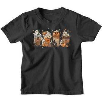 Cute Boo Latte Coffee Halloween Spooky Season Fall Coffee Youth T-shirt - Thegiftio UK