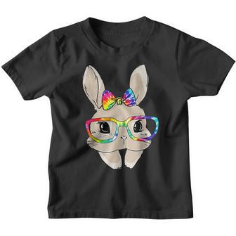 Cute Bunny Face Tie Dye Glasses Easter Day Kids Girls Adults Youth T-shirt | Mazezy