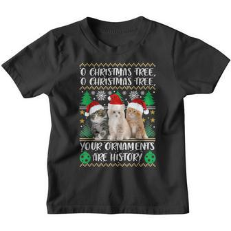 Cute Cats Christmas Kids Gifts Funny Ornaments Pajama Family Youth T-shirt - Thegiftio UK