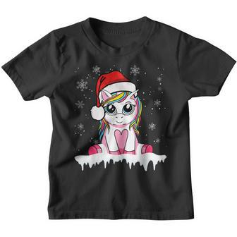 Cute Christmas Girls Women Santa Unicorn Christmas V2 Youth T-shirt - Thegiftio UK