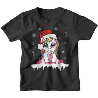 Cute Christmas Girls Women Santa Unicorn Christmas Youth T-shirt - Thegiftio UK