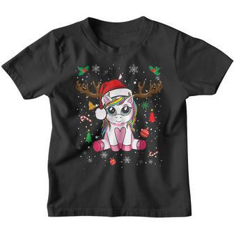 Cute Christmas Girls Women Xmas Unicorn Deer Christmas Youth T-shirt - Seseable