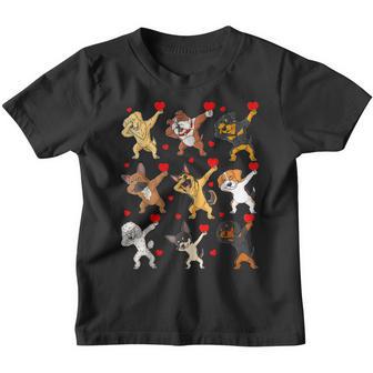 Cute Dabbing Dogs Valentines Day Hearts Lover Funny Kids Youth T-shirt - Thegiftio UK