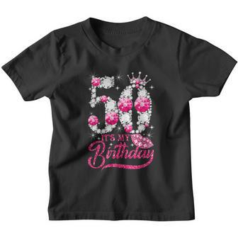 Cute Gift Its My 50Th Birthday Queen 50 Years Old Shoes Crown Diamond Funny Gif Youth T-shirt - Monsterry AU