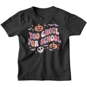 Cute Halloween Teacher School Ghouls Groovy Trick Or Teach V3 Youth T-shirt - Thegiftio UK