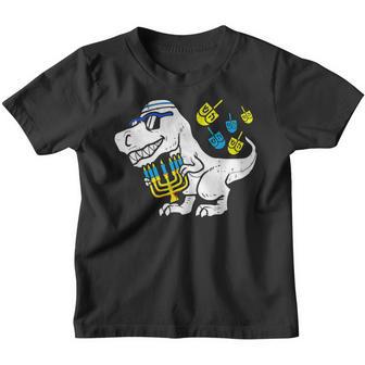 Cute Hanukkah T Rex Dinosaur Menorasaurus Chanukah Boys V3 Youth T-shirt - Thegiftio UK
