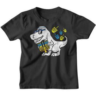 Cute Hanukkah T Rex Dinosaur Menorasaurus Chanukah Boys V4 Youth T-shirt - Thegiftio UK