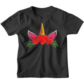 Cute Heart Unicorn Face Valentines Day 2023 Women Girls Youth T-shirt - Thegiftio UK