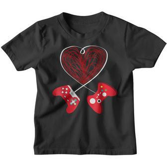 Cute Hearts Boys Kids Video Games Controller Valentines Day Youth T-shirt - Seseable