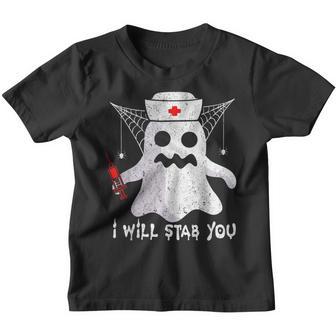 Cute I Will Stab You Ghost Nurse Funny Halloween Costumes Youth T-shirt - Thegiftio UK