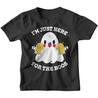 Cute Im Just Here For The Boos Beer Ghost Funny Halloween Youth T-shirt - Thegiftio UK