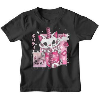 Cute Kawaii Cat Boba Bubble Milk Tea Anime Neko Girls Ns Youth T-shirt - Thegiftio UK