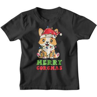 Cute Kawaii Corgi Dog Merry Corgmas Xmas Lights Kids Youth Youth T-shirt - Thegiftio UK