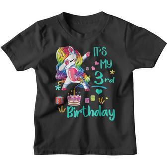 Cute Kids Unicorn 3Rd Birthday Party Girls 3 Years Old Youth T-shirt - Thegiftio UK