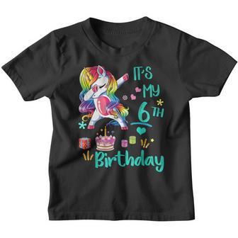 Cute Kids Unicorn 6Th Birthday Party Girls 6 Years Old V2 Youth T-shirt - Thegiftio UK
