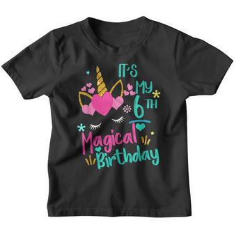 Cute Kids Unicorn 6Th Birthday Party Girls 6 Years Old Youth T-shirt - Thegiftio UK