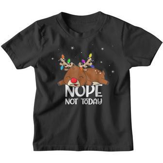 Cute Lazy Reindeer Boy Girl Chirstmas Lights Nope Not Today Youth T-shirt - Thegiftio UK