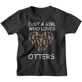 Cute Otter Heart - Just A Girl Who Loves Otters - Girls Gift Youth T-shirt - Thegiftio UK