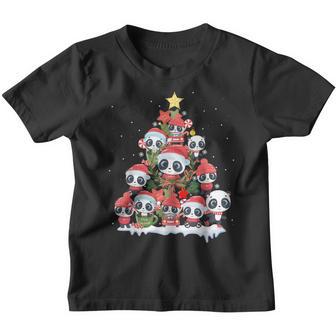 Cute Panda Puppy Christmas Tree For Women Girls Xmas Pjs V5 Youth T-shirt - Thegiftio UK