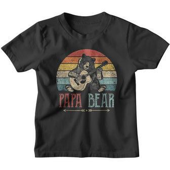 Cute Papa Bear Vintage Fathers Day Retro Dad Guitar Youth T-shirt - Thegiftio UK
