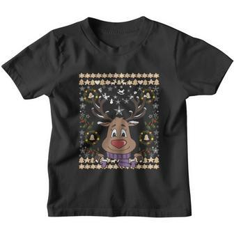Cute Reindeer Xmas Deer Retro Matching Family Ugly Christmas Gift Youth T-shirt - Monsterry