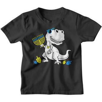 Cute T Rex Dinosaur Menorasaurus Hanukkah Chanukah Boys Youth T-shirt - Thegiftio UK