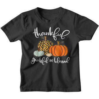 Cute Thanksgiving Thankful Greatful And Blessed Pumpkin Youth T-shirt - Thegiftio UK