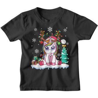 Cute Unicorn Christmas Kid Girls Women Deer Santa Xmas Youth T-shirt - Thegiftio UK