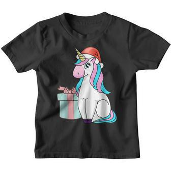 Cute Unicorn Horses Einhorn For Christmas Winter Girls Xmas Youth T-shirt - Seseable
