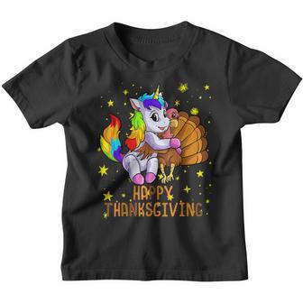 Cute Unicorn Hugs Turkey Happy Thanksgiving Girls V2 Youth T-shirt - Thegiftio UK