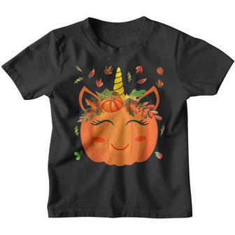 Cute Unicorn Pumpkin For Kids Halloween Thanksgiving V3 Youth T-shirt - Thegiftio UK