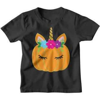 Cute Unicorn Pumpkin Halloween Thanksgiving Boys Girls Kids Youth T-shirt - Thegiftio UK