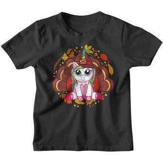 Cute Unicorn Thanksgiving For Girls Pilgrim Hat Turkey V3 Youth T-shirt - Thegiftio UK