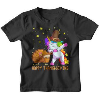 Cute Unicorn Thanksgiving For Girls Pilgrim Hat Turkey V5 Youth T-shirt - Thegiftio UK