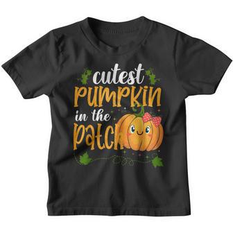 Cutest Pumpkin In The Patch Halloween Fall Girls Toddlers Youth T-shirt - Thegiftio UK