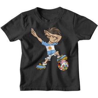 Dabbing Boy Argentina Soccer Jersey National Flag Youth T-shirt | Mazezy