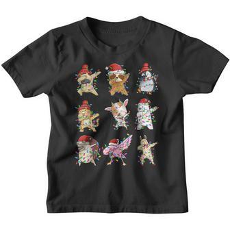Dabbing Christmas Tree Lights Animals Lover Boys Girls Kids Youth T-shirt - Thegiftio UK