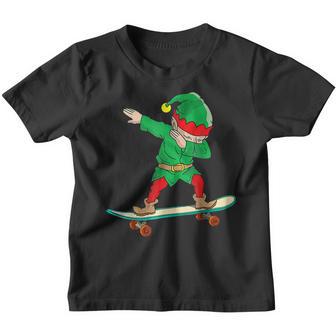 Dabbing Elf Skateboarding Kids Boys Skateboarder Christmas V2 Youth T-shirt - Thegiftio UK