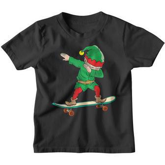 Dabbing Elf Skateboarding Kids Boys Skateboarder Christmas Youth T-shirt - Thegiftio UK