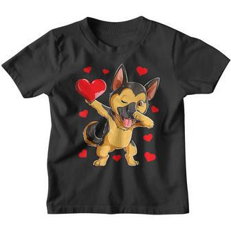 Dabbing German Shepherd Heart Valentines Day Boys Love Dog Youth T-shirt - Seseable