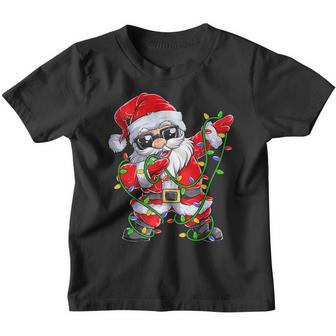 Dabbing Santa Christmas Tree Lights For Boys Girls Kid Youth T-shirt - Thegiftio UK