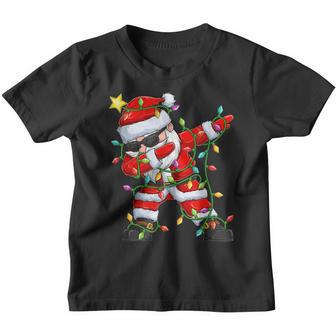 Dabbing Santa Claus Dab Dance Xmas Tree Light Christmas Youth T-shirt - Thegiftio UK