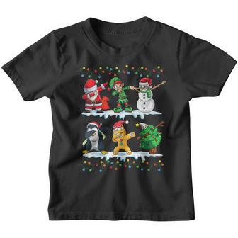 Dabbing Santa Claus Elf Snowman Funny Boys Kids Xmas Lights Youth T-shirt - Thegiftio UK
