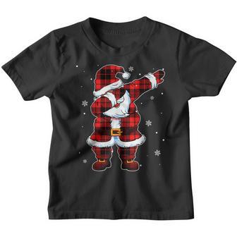 Dabbing Santa Claus Funny Christmas Plaid Red Santa Costume Youth T-shirt - Thegiftio UK